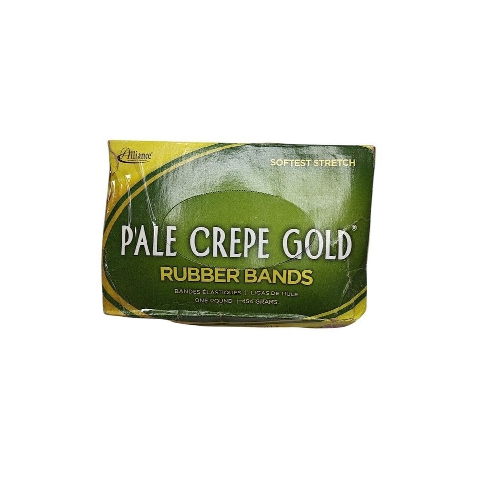 Alliance Pale Crepe Gold Rubber Bands #84 3.5" x 1/2" 1 lb Box